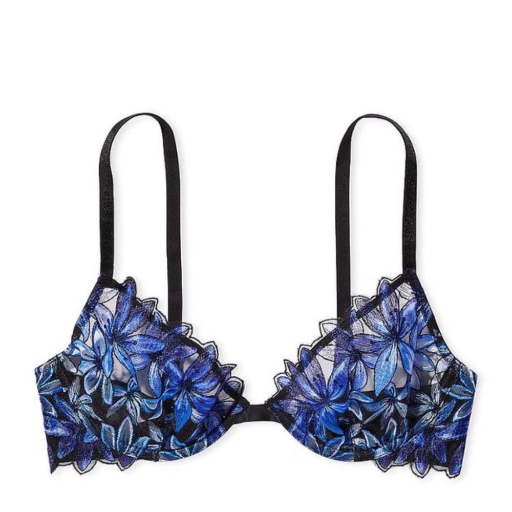 Victoria’s Secret Ziggy Glam Floral Embroidery Demi Bra | 36DD | Low Cut | NWT
